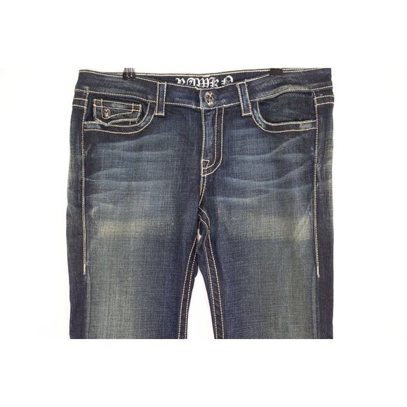 Rawkn Womens 32 x 34 Big Skull Y2K Style Skinny Jeans NEW M1042 - Picture 3 of 9